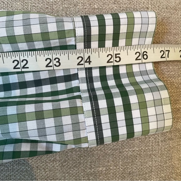 Banana Republic Mens Large 16-16 1/2” Various Greens Check Pattern Button Shirt - Picture 8 of 10